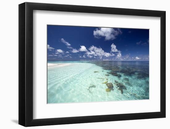 Tropical Lagoon and Coral Reef, Baa Atoll, Maldives, Indian Ocean, Asia-Sakis Papadopoulos-Framed Photographic Print