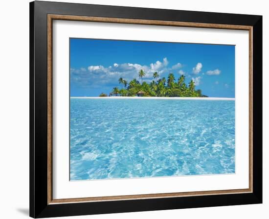 Tropical lagoon with palm island, Maldives-Frank Krahmer-Framed Giclee Print