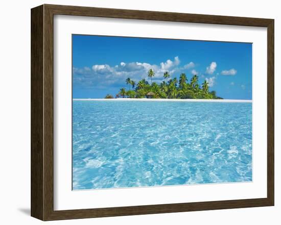 Tropical lagoon with palm island, Maldives-Frank Krahmer-Framed Giclee Print