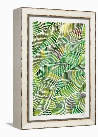 Tropical Leaves in Greens-Cat Coquillette-Framed Stretched Canvas
