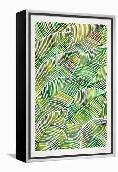 Tropical Leaves in Greens-Cat Coquillette-Framed Stretched Canvas