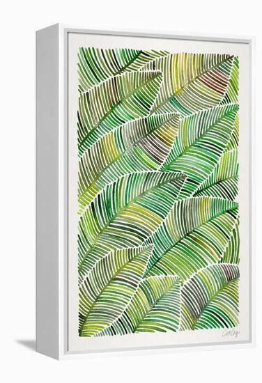 Tropical Leaves in Greens-Cat Coquillette-Framed Stretched Canvas