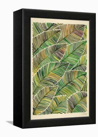 Tropical Leaves in Yellow and Green-Cat Coquillette-Framed Stretched Canvas