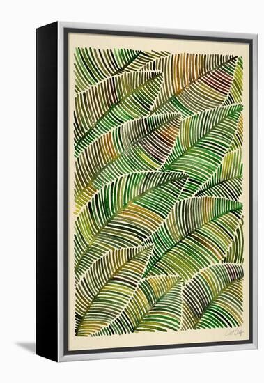 Tropical Leaves in Yellow and Green-Cat Coquillette-Framed Stretched Canvas