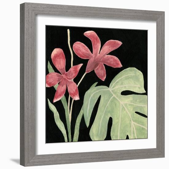 Tropical Leaves on Black II-Megan Meagher-Framed Art Print