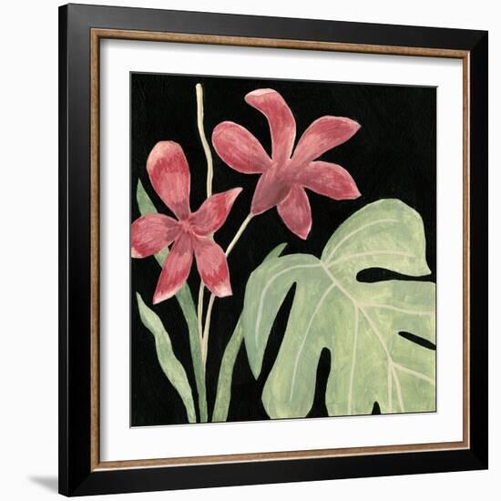 Tropical Leaves on Black II-Megan Meagher-Framed Art Print