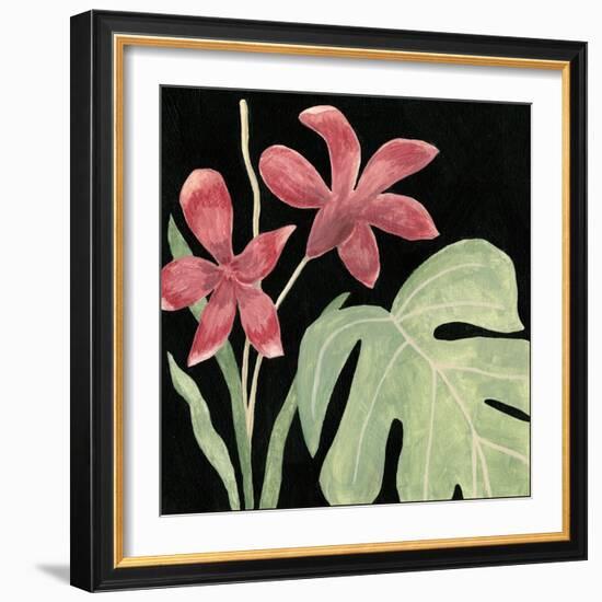 Tropical Leaves on Black II-Megan Meagher-Framed Art Print