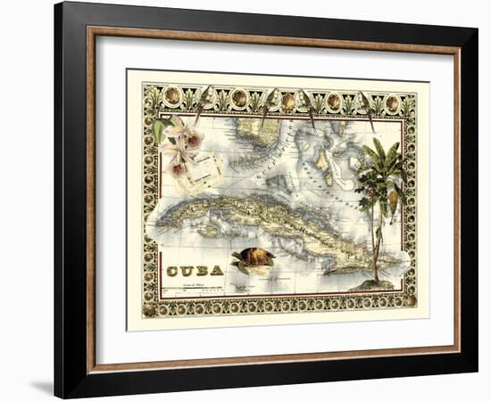 Tropical Map of Cuba-Vision Studio-Framed Art Print