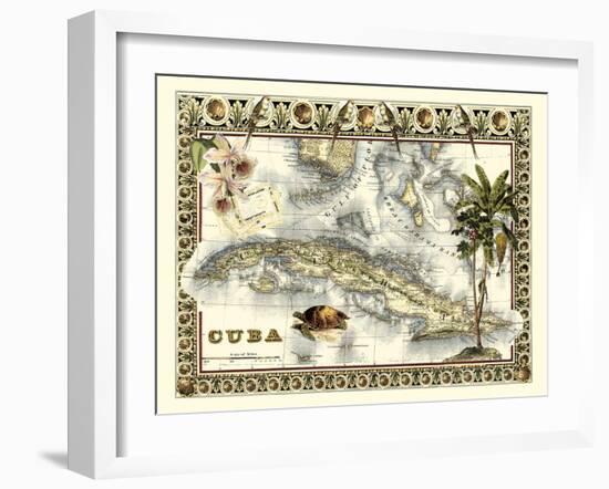 Tropical Map of Cuba-Vision Studio-Framed Art Print