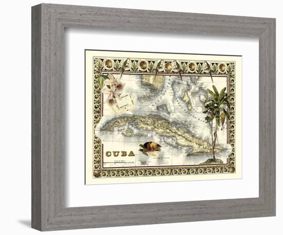 Tropical Map of Cuba-Vision Studio-Framed Art Print