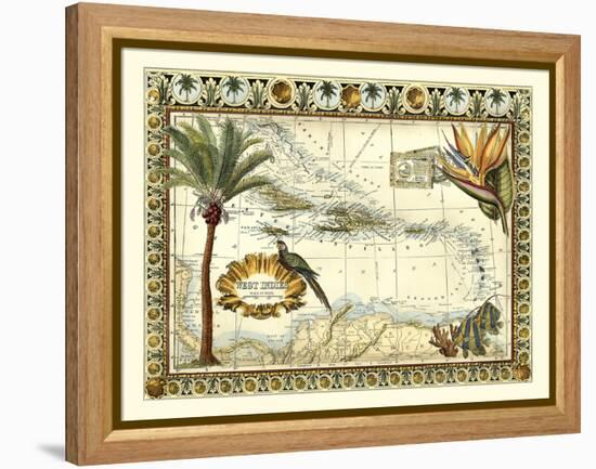 Tropical Map of West Indies-Vision Studio-Framed Stretched Canvas