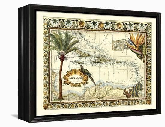 Tropical Map of West Indies-Vision Studio-Framed Stretched Canvas