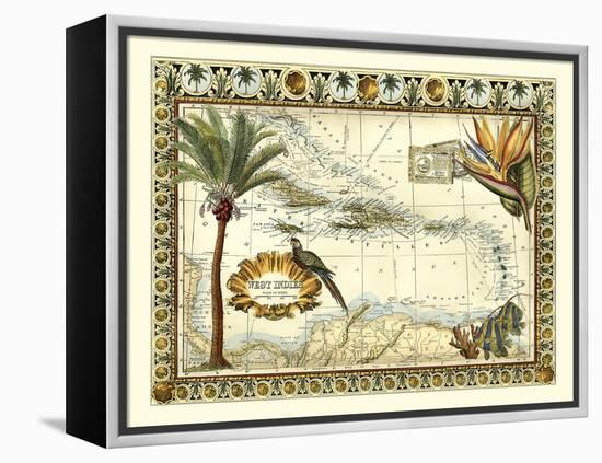 Tropical Map of West Indies-Vision Studio-Framed Stretched Canvas