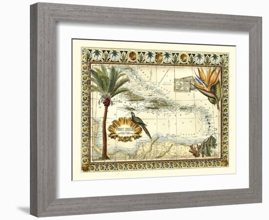 Tropical Map of West Indies-Vision Studio-Framed Art Print