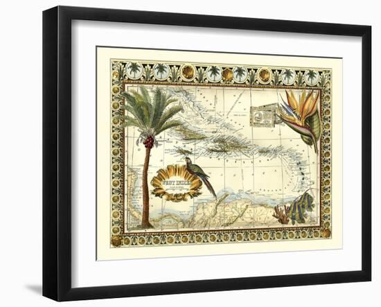 Tropical Map of West Indies-Vision Studio-Framed Art Print