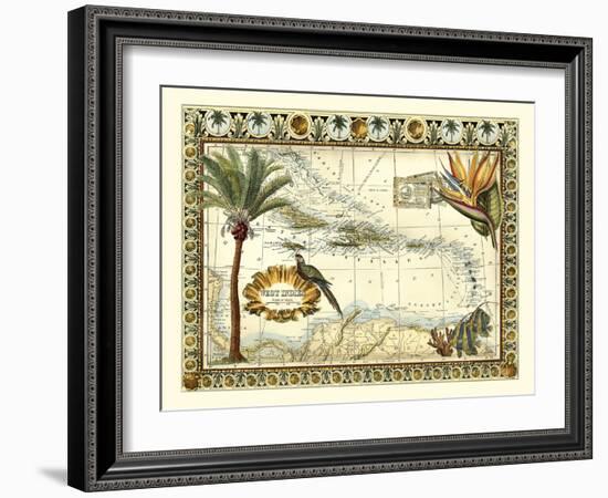 Tropical Map of West Indies-Vision Studio-Framed Art Print