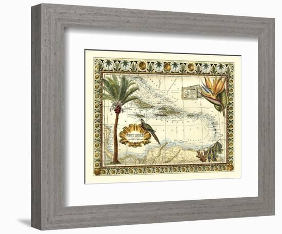 Tropical Map of West Indies-Vision Studio-Framed Premium Giclee Print