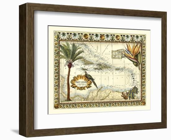 Tropical Map of West Indies-Vision Studio-Framed Premium Giclee Print