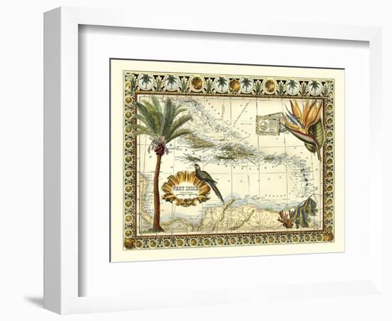 Tropical Map of West Indies-Vision Studio-Framed Premium Giclee Print