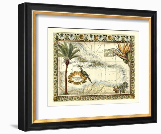 Tropical Map of West Indies-Vision Studio-Framed Premium Giclee Print