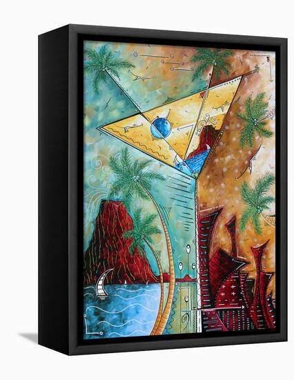 Tropical Martini Glass Cityscape PoP Art-Megan Aroon Duncanson-Framed Stretched Canvas