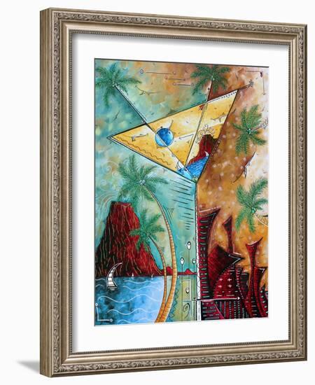 Tropical Martini Glass Cityscape PoP Art-Megan Aroon Duncanson-Framed Art Print