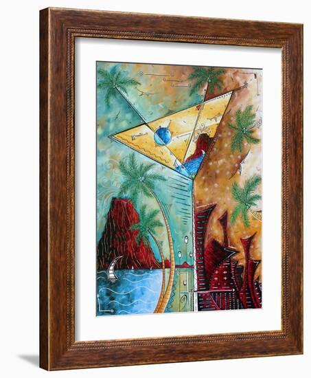 Tropical Martini Glass Cityscape PoP Art-Megan Aroon Duncanson-Framed Art Print