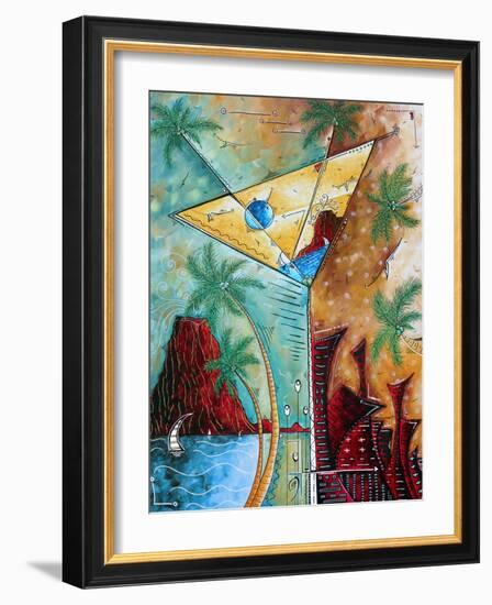 Tropical Martini Glass Cityscape PoP Art-Megan Aroon Duncanson-Framed Art Print