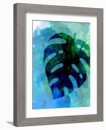 Tropical Monstera Leaf Watercolor-Jasmine Woods-Framed Art Print