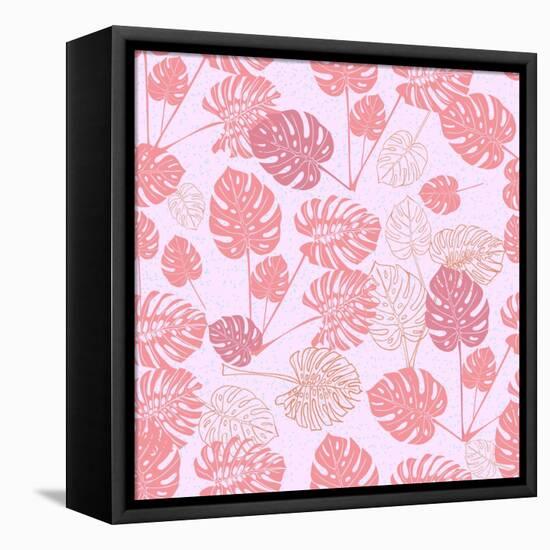 Tropical Monstera Leaves-zzayko-Framed Stretched Canvas