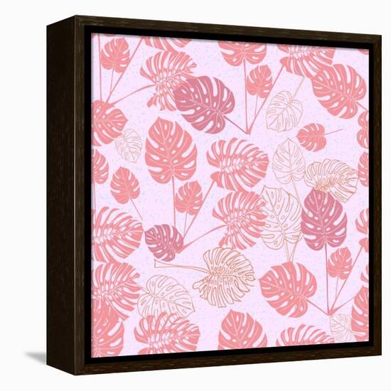 Tropical Monstera Leaves-zzayko-Framed Stretched Canvas