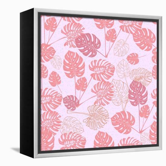 Tropical Monstera Leaves-zzayko-Framed Stretched Canvas