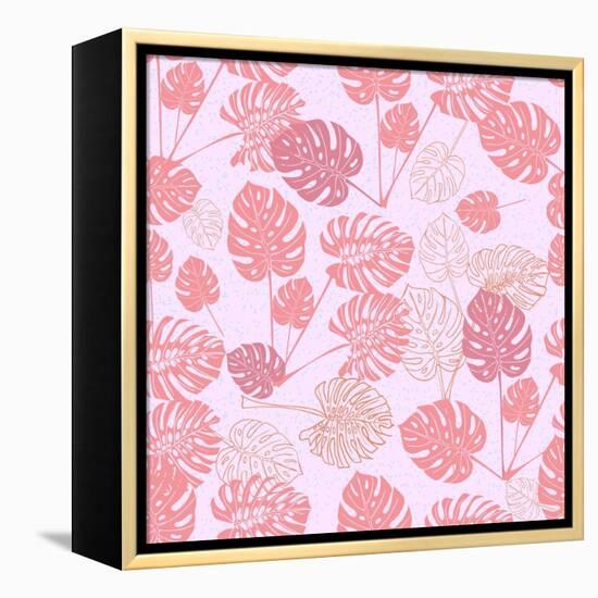 Tropical Monstera Leaves-zzayko-Framed Stretched Canvas