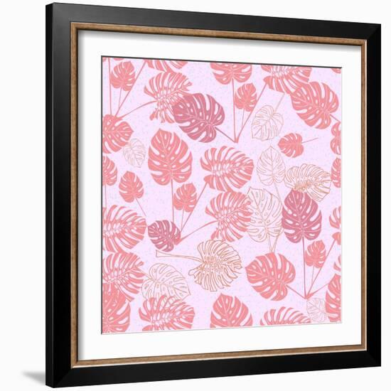 Tropical Monstera Leaves-zzayko-Framed Premium Giclee Print