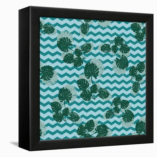 Tropical Monstera Leaves-zzayko-Framed Stretched Canvas
