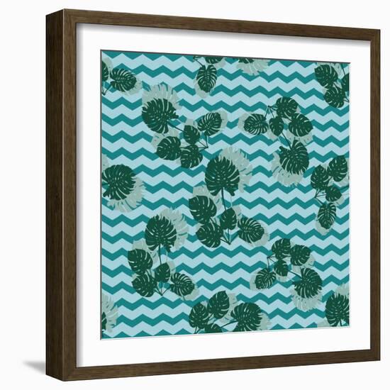 Tropical Monstera Leaves-zzayko-Framed Premium Giclee Print