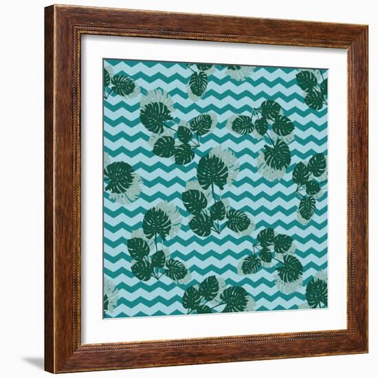 Tropical Monstera Leaves-zzayko-Framed Premium Giclee Print