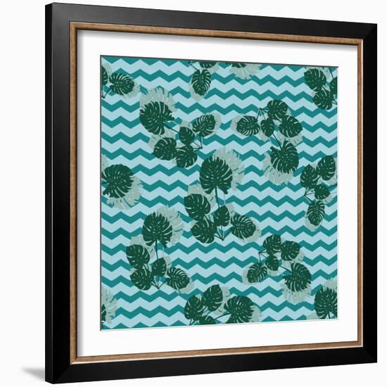 Tropical Monstera Leaves-zzayko-Framed Premium Giclee Print