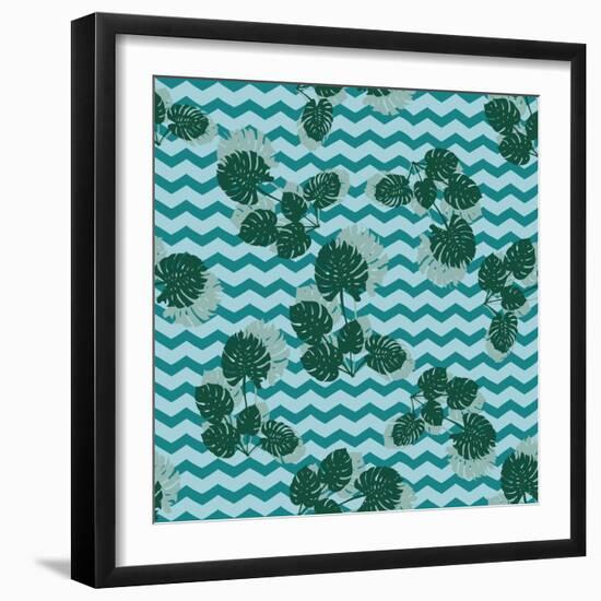 Tropical Monstera Leaves-zzayko-Framed Premium Giclee Print