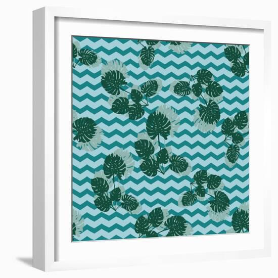 Tropical Monstera Leaves-zzayko-Framed Premium Giclee Print