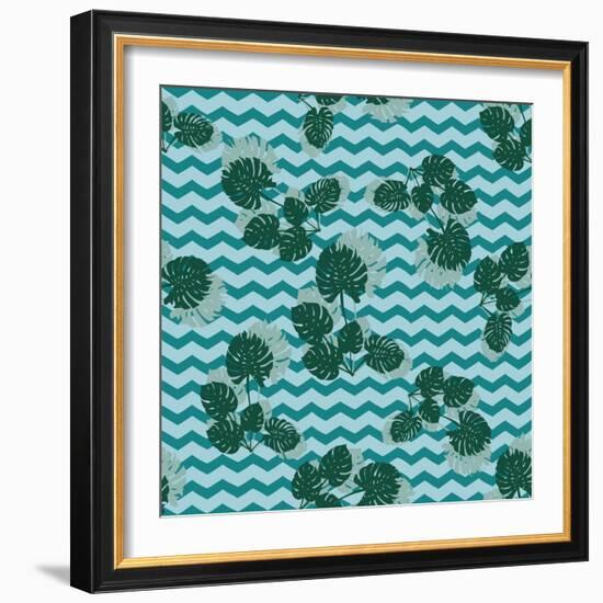 Tropical Monstera Leaves-zzayko-Framed Premium Giclee Print