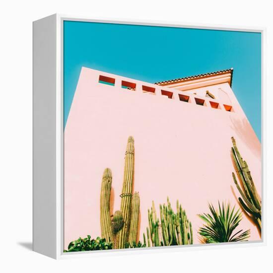Tropical Mood - Cacti and Greens on Pink-Evgeniya Porechenskaya-Framed Stretched Canvas