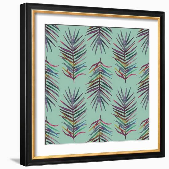 Tropical Palm Leaf Pattern-Maria Mirnaya-Framed Art Print