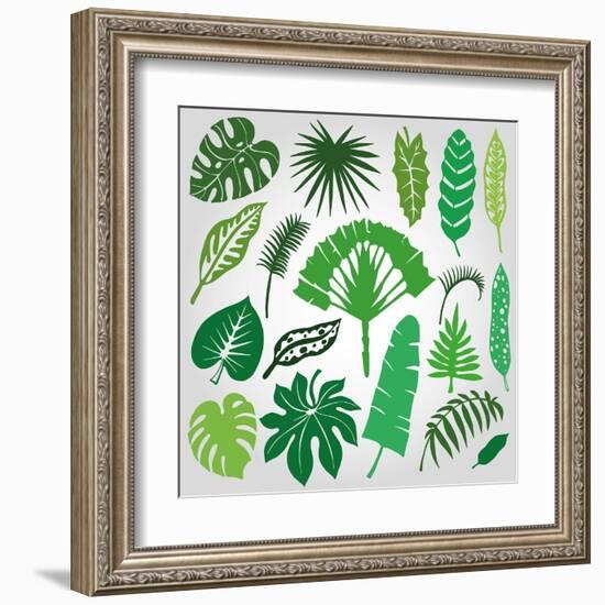 Tropical Palm Leaves,Branches Set.Silhouette,Green-Tatiana_Kost49-Framed Art Print