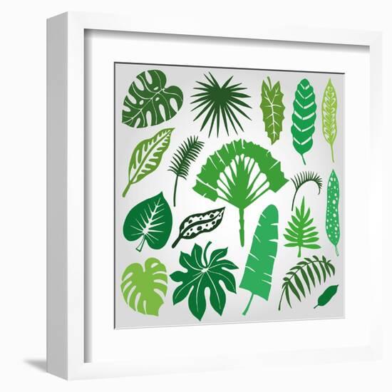 Tropical Palm Leaves,Branches Set.Silhouette,Green-Tatiana_Kost49-Framed Art Print