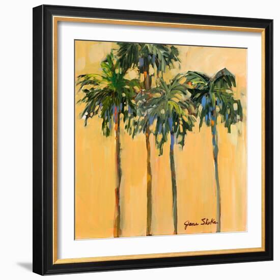 Tropical Palms on Yellow-Jane Slivka-Framed Art Print