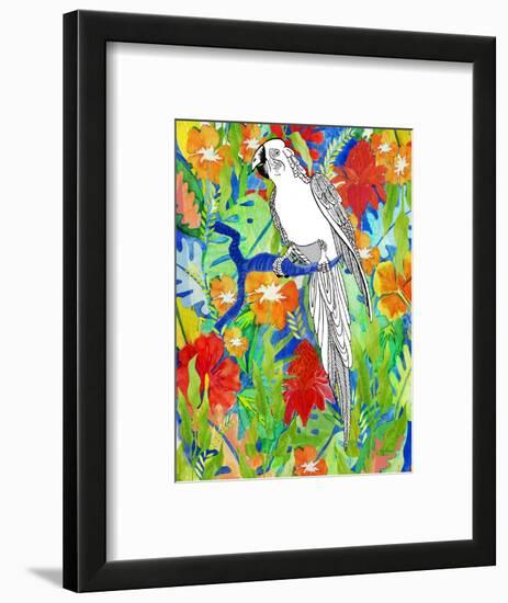 Tropical Paradise Parrot 1-Mary Escobedo-Framed Art Print