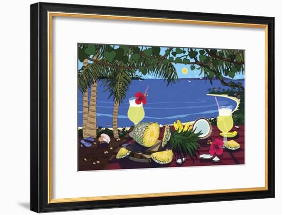 Tropical Pineapple Cocktail-Cindy Wider-Framed Giclee Print