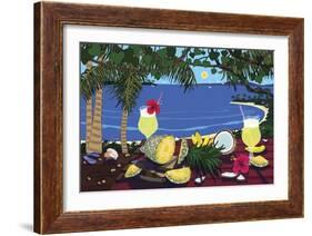 Tropical Pineapple Cocktail-Cindy Wider-Framed Giclee Print