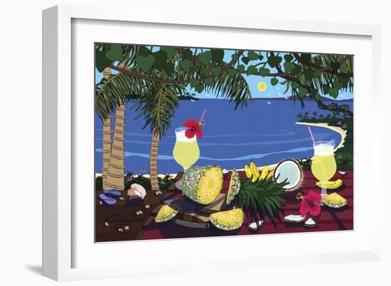 Tropical Pineapple Cocktail-Cindy Wider-Framed Giclee Print